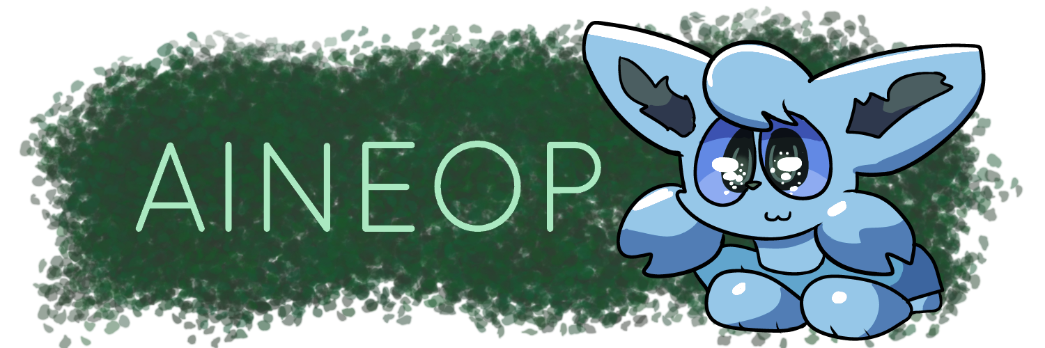 AINEOP. Site mascot, Rain, is peeking out from the leaves.